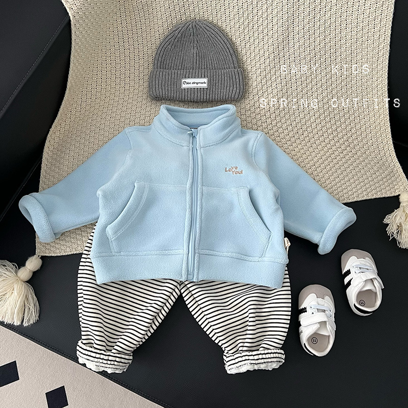 男宝宝冬装衣服冬季婴幼儿童保暖双面绒夹克立领加绒外套外出上衣