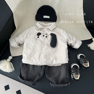 宝宝秋冬衣服冬装加棉可爱小狗外出夹棉外套婴幼儿童棉服保暖棉袄