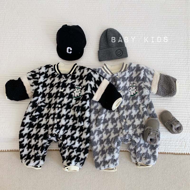 婴儿秋冬衣服加绒加厚连体衣男宝宝冬装毛毛衣韩版外出爬服包屁衣