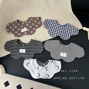 百搭洋气围兜 INS韩系婴儿八个花瓣口水巾新生儿棉质辅实围嘴四季