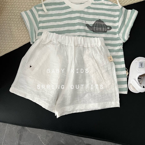 男女宝宝夏季薄款裤子婴幼儿童夏装白色百搭薄款短裤外出凉快短裤