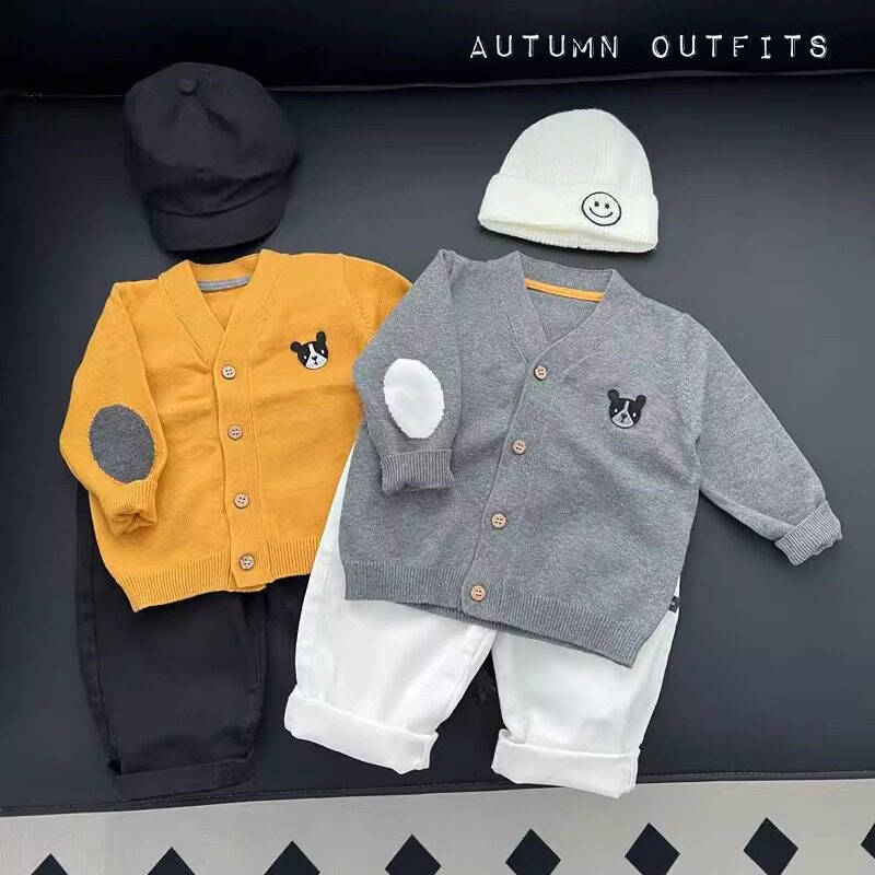 INS男女宝宝秋装衣服婴幼儿童V领针织衫秋季外出服外套毛衣开衫潮