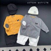 外出服外套毛衣开衫 秋季 潮 衣服婴幼儿童V领针织衫 INS男女宝宝秋装