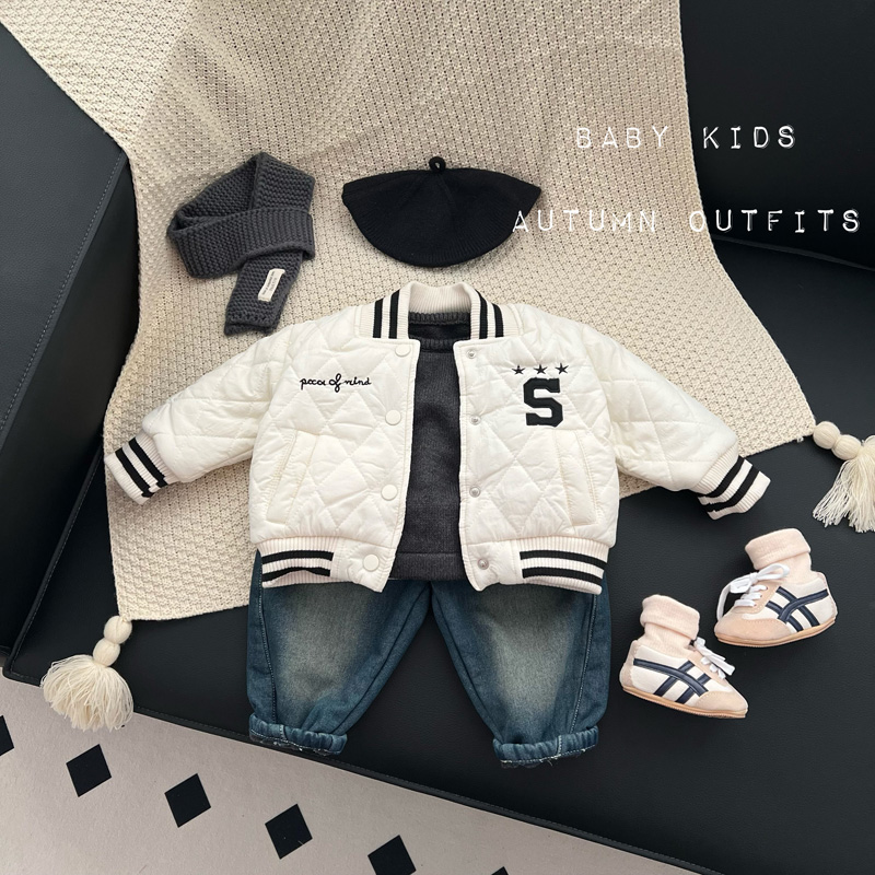 男宝宝冬装衣服婴幼儿童冬季加棉加绒帅气棒球服外套外出洋气夹克