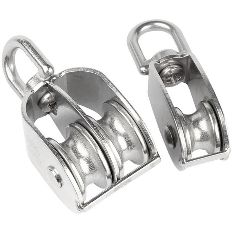 304不锈钢滑轮定滑轮单双滑轮钢丝绳电缆滚轮小U型起重滑轮轮子