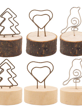 情人节工艺品装饰复古树皮夹名片夹子家居装饰摆件diy照片铁夹