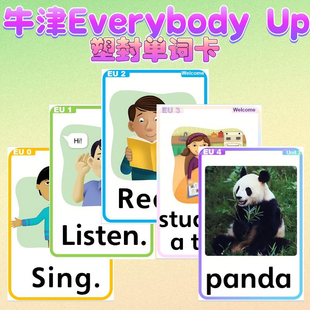 牛津少儿英语Everybody Up第二版英语启蒙闪卡儿童EU卡片塑封闪卡