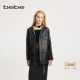 bebe冬季 系列女士小香风连帽正反两穿牛仔直身皮衣外套440501