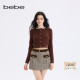 bebe2025秋冬女士千金风含羊毛摩卡棕针织开衫 博主同款 430614