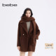 博主同款 bebe2025秋冬女士千金风含羊毛围巾毛呢大衣472204