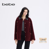 bebe2025秋冬新款 新年臻选 女士摩登羊毛质感仿皮草外套402118