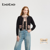 纱线钩针针织开衫 bebe冬季 系列女士含羊毛休闲撞色花式 430603
