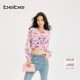上衣380103 女士玫瑰印花褶皱日常约会梭织短款 bebe2025秋季 新款