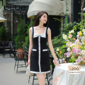 修身 bebe夏季 系列女士撞色蝴蝶结时尚 通勤百搭包臀连衣裙250025