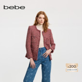 bebe冬季 新年臻选明星同款 女士含羊织带缀饰粗花呢外套440307