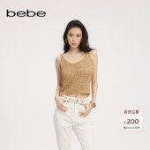 bebe 女士含棉气质松弛高奢珠片纱背心230106 新款