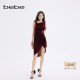 bebe2025秋冬新款 博主同款 女士气质千金风单肩礼服裙451002