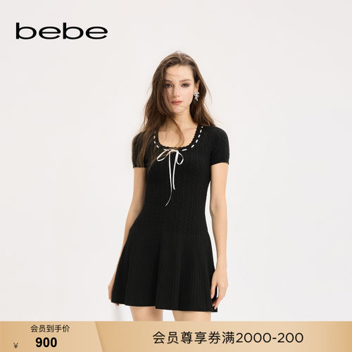 bebe夏季新款鱼尾针织连衣裙
