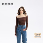 bebe秋季 系列女士链条吊带缀饰褶皱针织上衣330508
