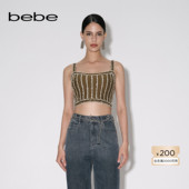 bebe秋冬系列女士条纹短款 背心吊带上衣381102