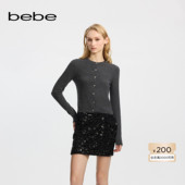 系列女士经典 老钱风版 型纽扣缀饰长袖 bebe冬季 针织开衫 430511