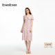 bebe夏季 系列女士压褶印花长款 连衣裙250070