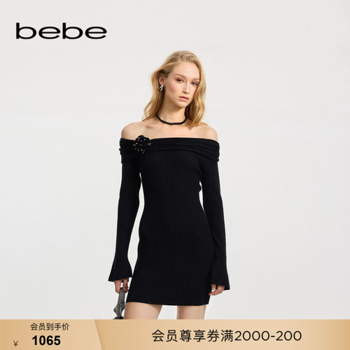 bebe冬季新款女士修身针织开衫