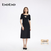 bebe秋季 系列女士纽结收腰罗纹组织针织连衣裙330903