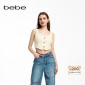 女士气质粗花呢纽扣短款 bebe夏季 新款 马甲背心242001