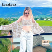 bebe秋季 系列女士手钩花边肌理感花朵图案吊带381202