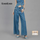 bebe春夏女士气质牛仔条边饰牛仔裤 明星同款 111001