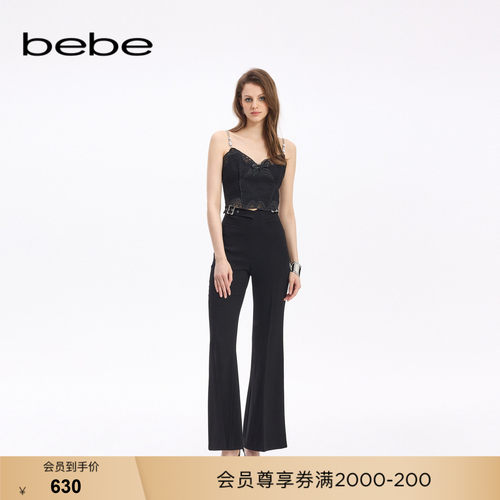 bebe秋季新款镂空西装喇叭长裤