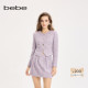 bebe2025秋季 外套340311 粗花呢短款 新款 女士柔紫色明媚感穿搭长袖