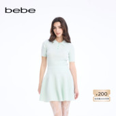 女士Polo领简约百搭通勤风短袖 bebe2026春季 新款 针织上衣130403