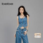 bebe春夏女士牛仔无袖 明星同款 牛仔背心马甲142001