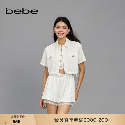 bebe春季新款假两件衬衫上衣