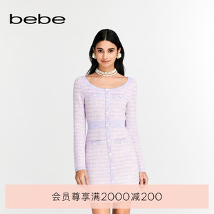 系列女士经典 bebe秋季 花纱小香风针织连衣裙150032