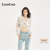 bebe2025秋季 女士薄垫肩含羊毛羊驼毛针织开衫 330605