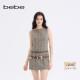bebe2025新款 博主同款 秋冬高智风复古绵羊毛格纹连衣裙450014