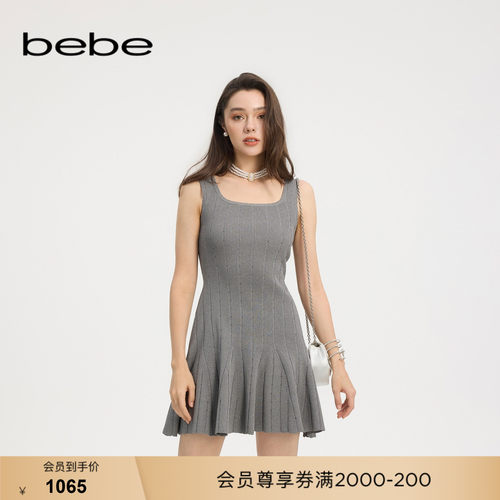 bebe夏季新款背心针织连衣裙