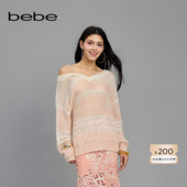 bebe春夏女士含羊毛珠链吊带V领珠片纱套头针织上衣130511