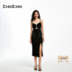 bebe夏季 针织连衣裙230902 仿钻链花边无袖 新款 女士经典