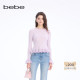 女士含羊毛褶皱花边设计花边袖 bebe2026春季 新款 针织上衣130504