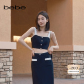 bebe夏季 系列女士撞色纽扣花边吊带背心281201