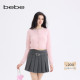 bebe2025秋冬新款 女士含羊毛羊驼毛重工钉珠糖果色针织开衫 430604