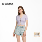 修身 bebe夏季 系列女士气质短款 针织上衣230403
