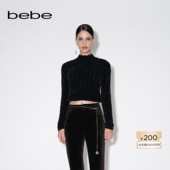 bebe秋冬系列气质纯色半高领波浪边泡泡袖 针织上衣330512