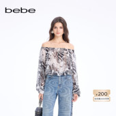 女士性感摩登风黑白百搭色斑马纹印花小衫 bebe2026春季 新款 180104