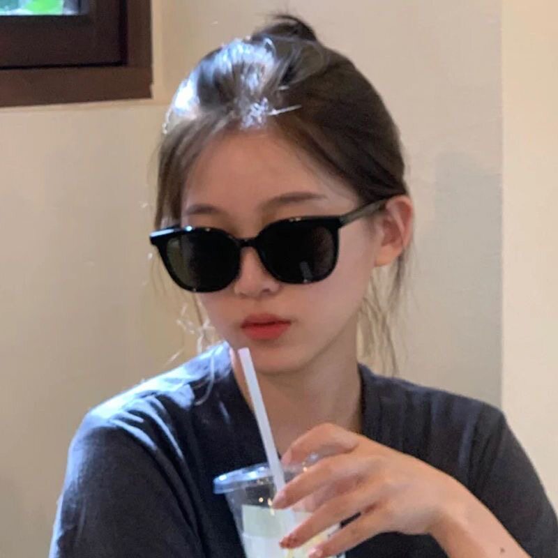 茶色墨镜女高级感ins防紫外线太阳镜2024开车眼镜潮圆脸黑框椭圆图片