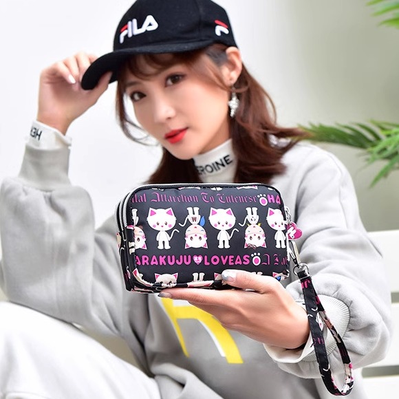 零钱包女长款帆布手拿包简约三层拉链手包女士小包大容量手机包袋